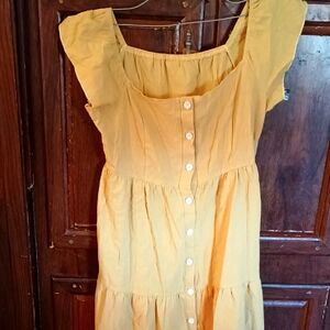 ROMWE Mustard Button-Down Dress